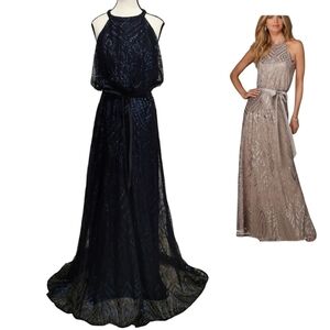 Angelina Faccenda By Madeline Gardner Navy Bridesmaid Prom Dress - Sz M